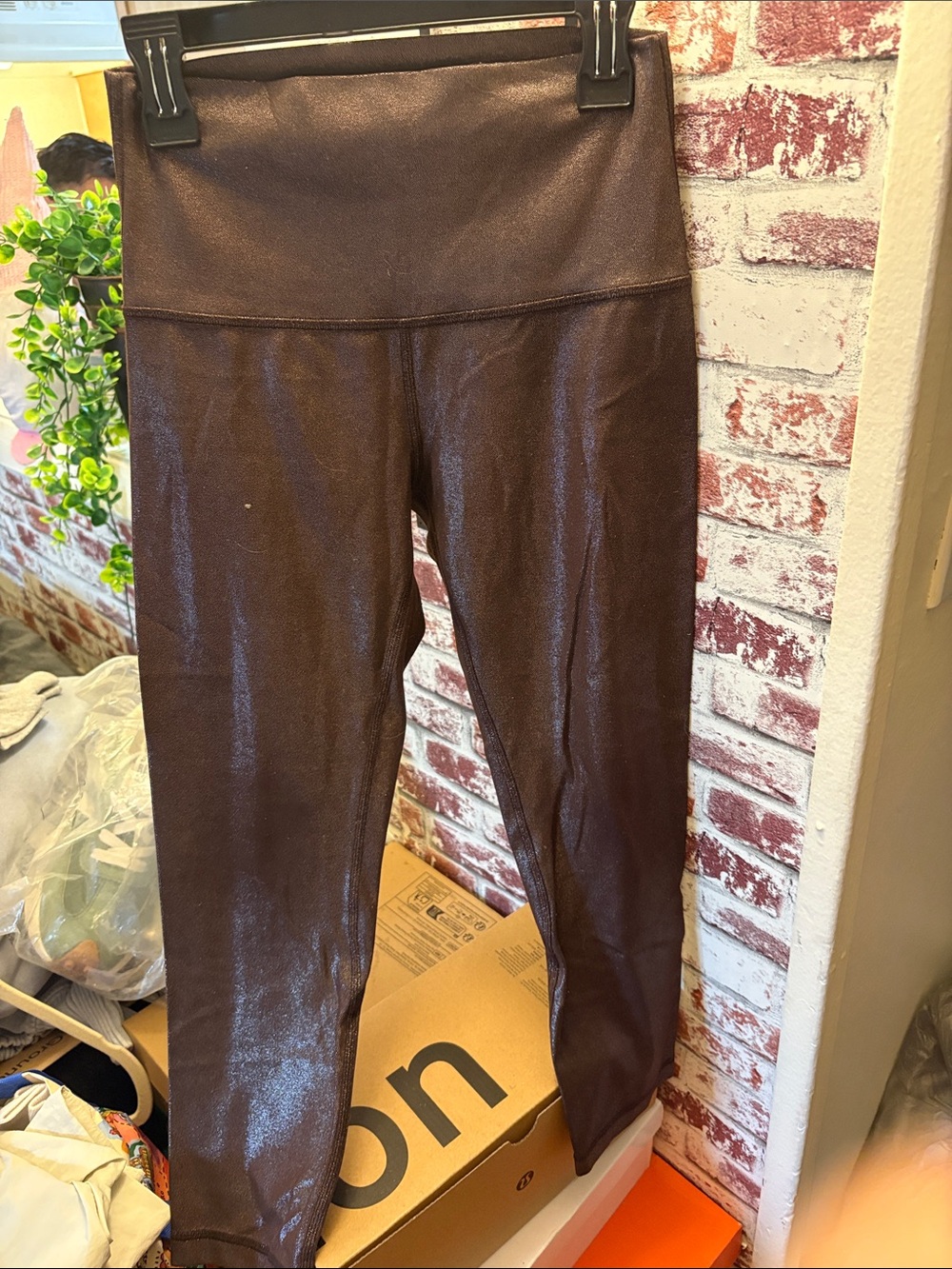 Lululemon Shimmery Brown Faux Leather Leggings
